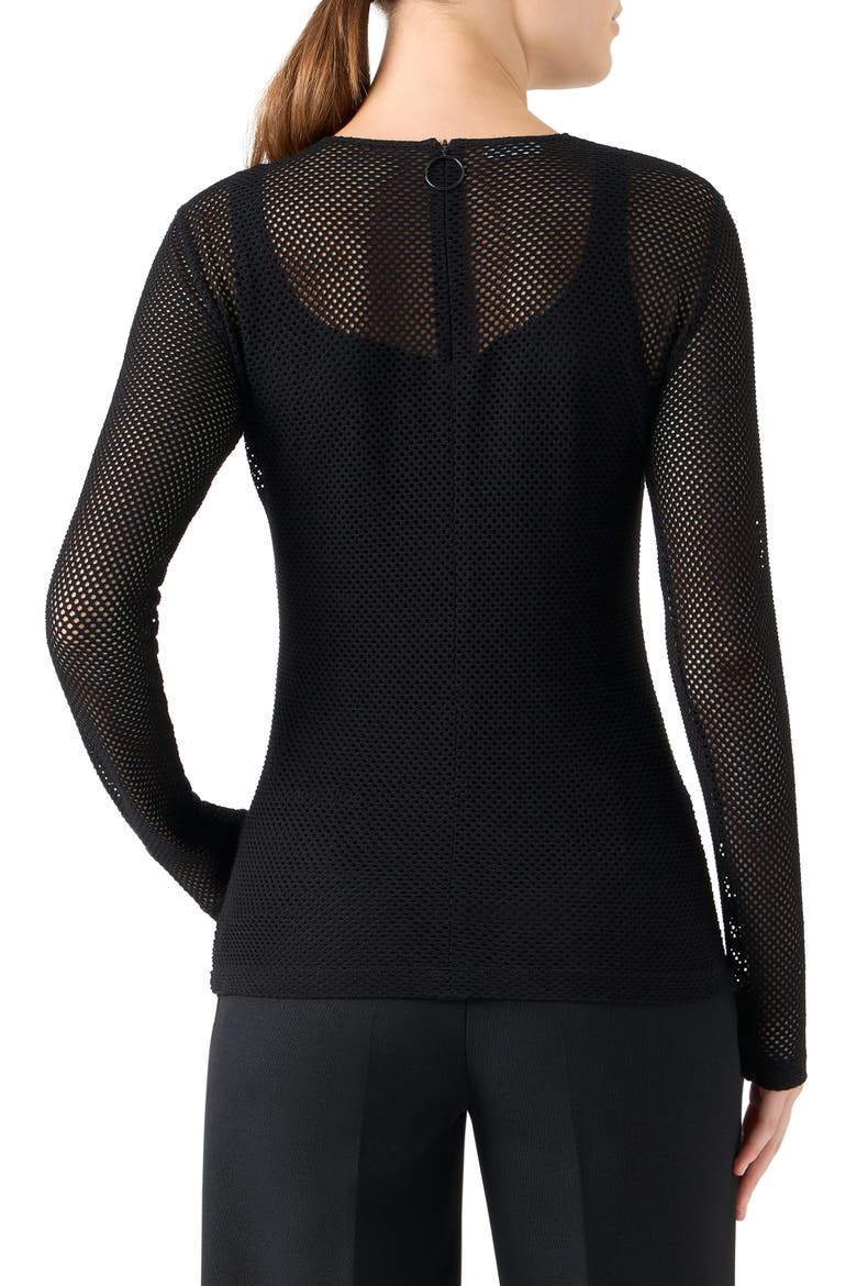 Long Sleeve Sheer Fishnet Top, Alternate, color, BLACK