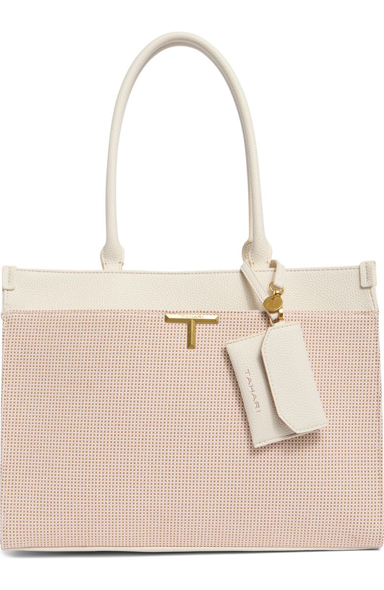 T Tahari Delano Tote Bag, Main, color, Eggshell