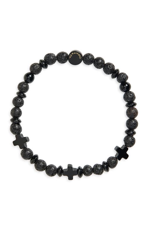 Caputo & Co Cross Beaded Stretch Bracelet