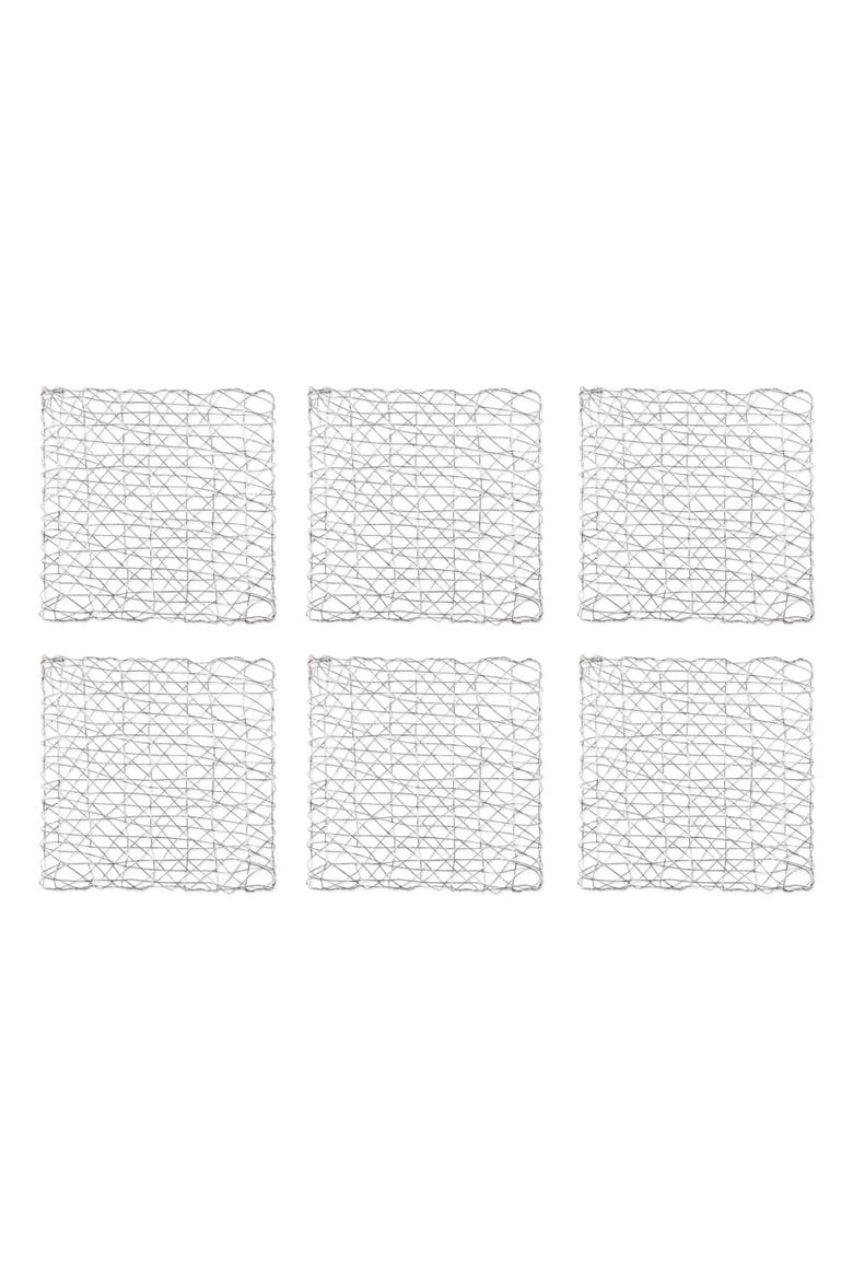 Woven Paper Square Placemat Set/6, 16x16", Main, color, Silver