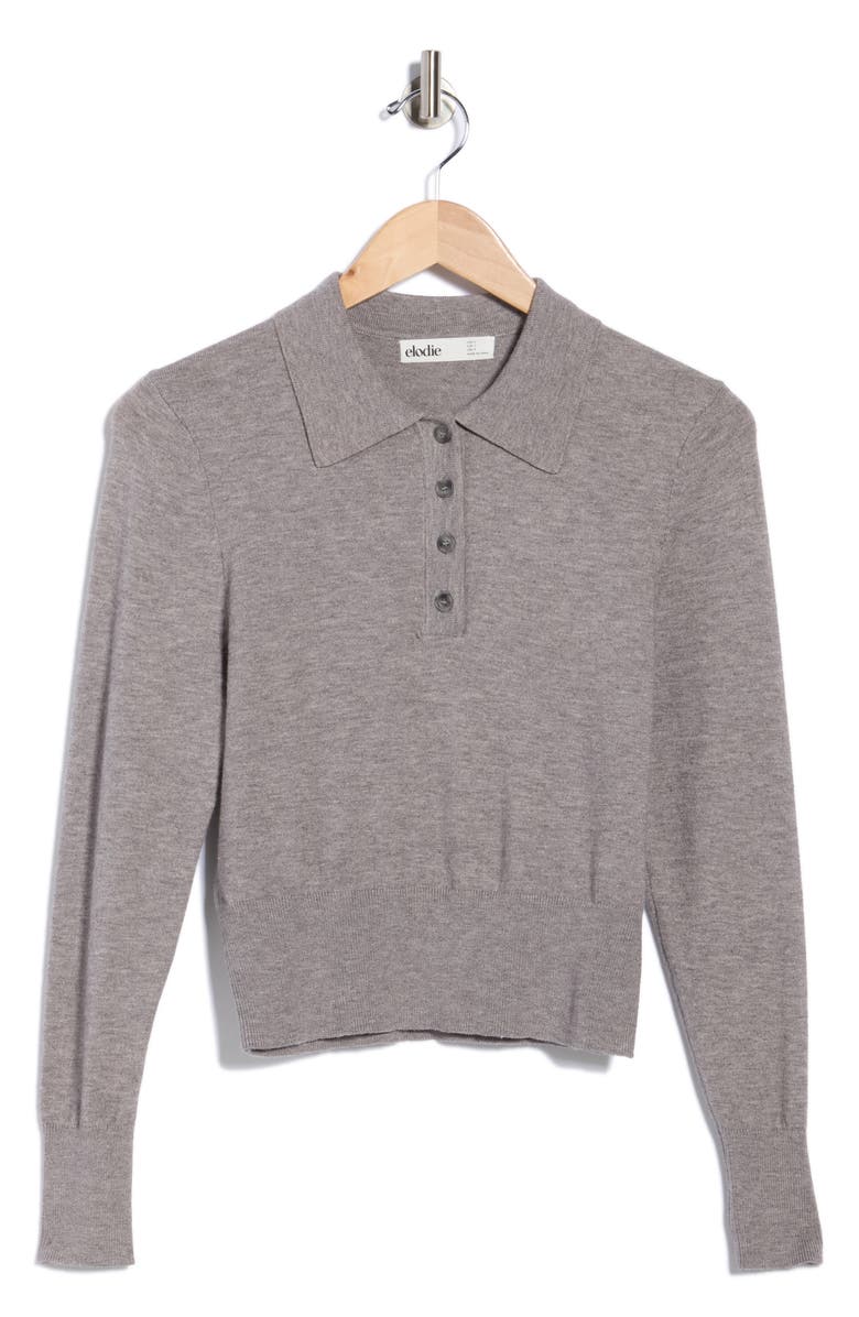 Elodie Polo Sweater, Alternate, color, Heather Grey