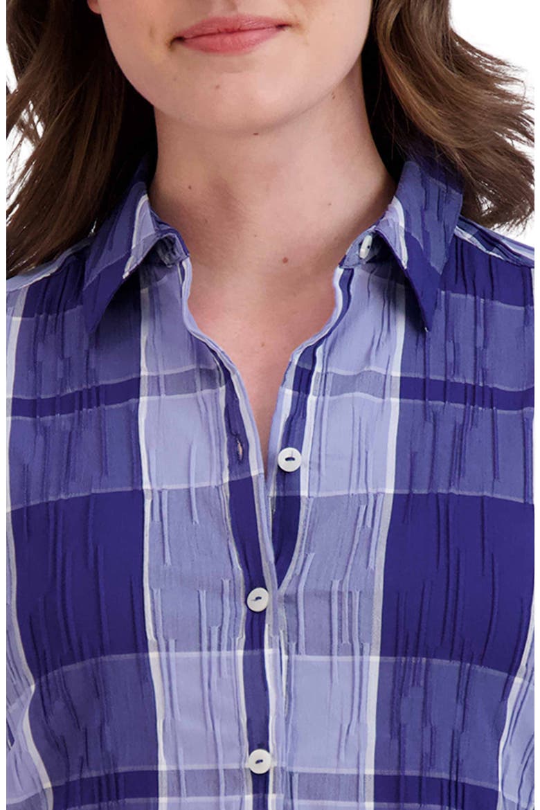 Zoey Plaid Cotton Blend Button-Up Shirt, Alternate, color, BLUE IRIS