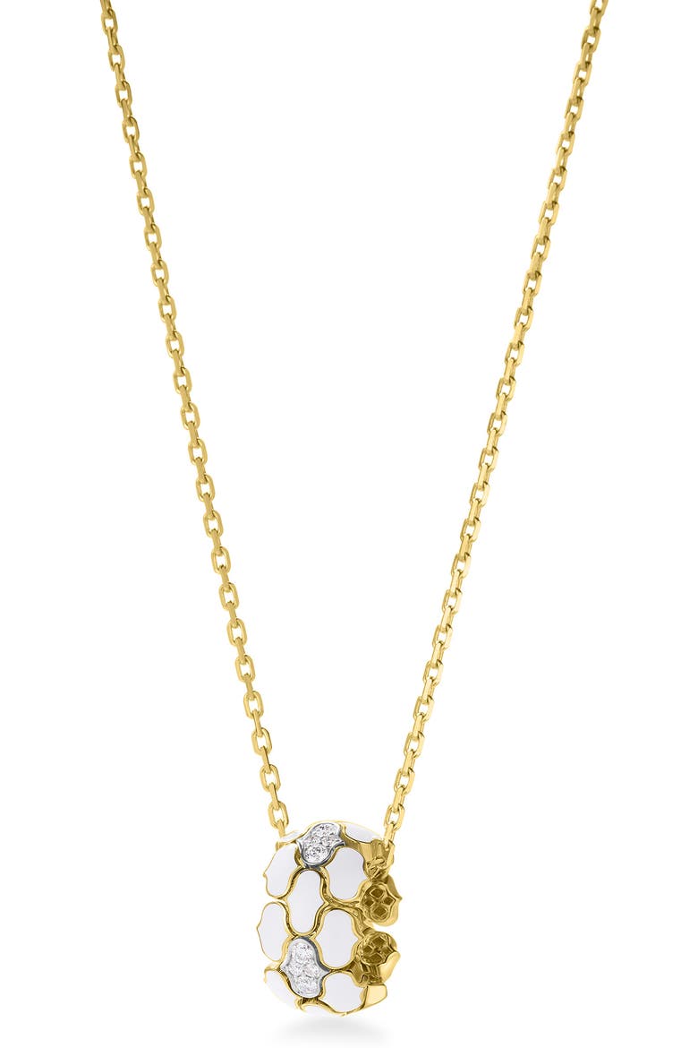 Cobra Diamond & Enamel Rondelle Necklace, Main, color, GOLD / WHITE/ DIAMOND