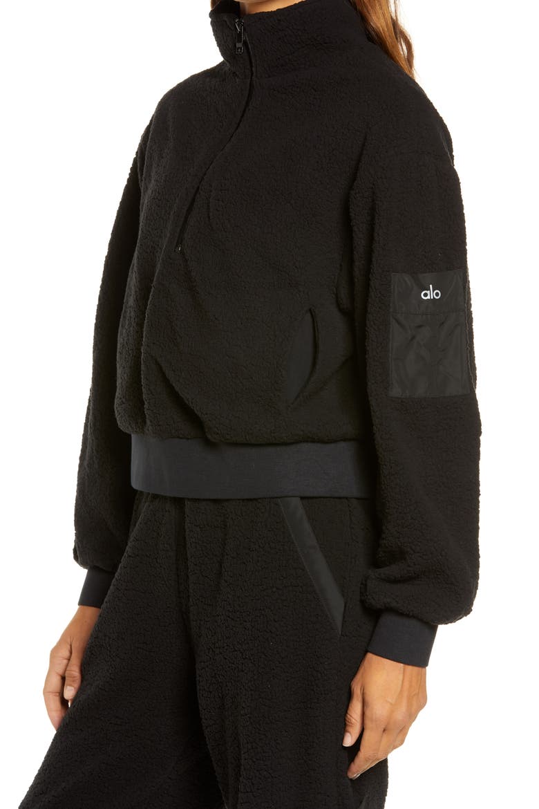 High Pile Fleece Hooded Jacket, Alternate, color, BLACK