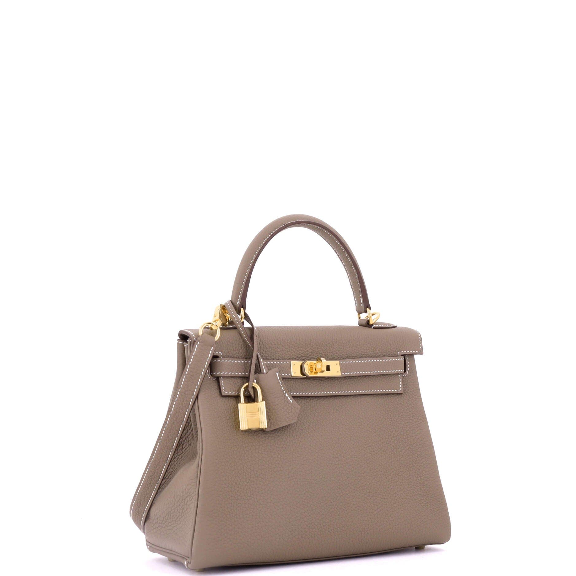 Pre-Owned Hermes Kelly Handbag Grey Togo with Gold Hardware 25, Alternate, color, Etoupe