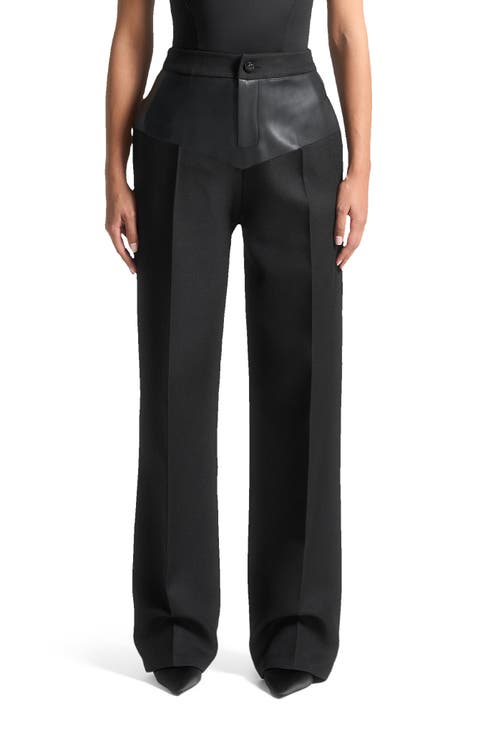 Blanche Leather Panel Tailored Trousers