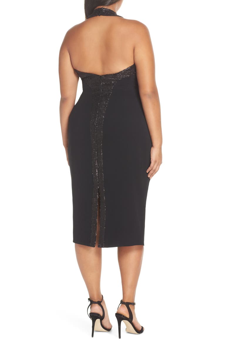 Cleo Halter Dress, Alternate, color, BLACK/ BLACK
