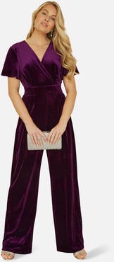 Yumi Angel Sleeve Velvet Jumpsuit
