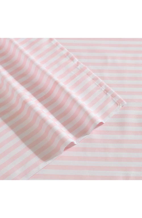 Eddie Bauer Little Stripe Microfiber Sheet Set In Light Pink/white