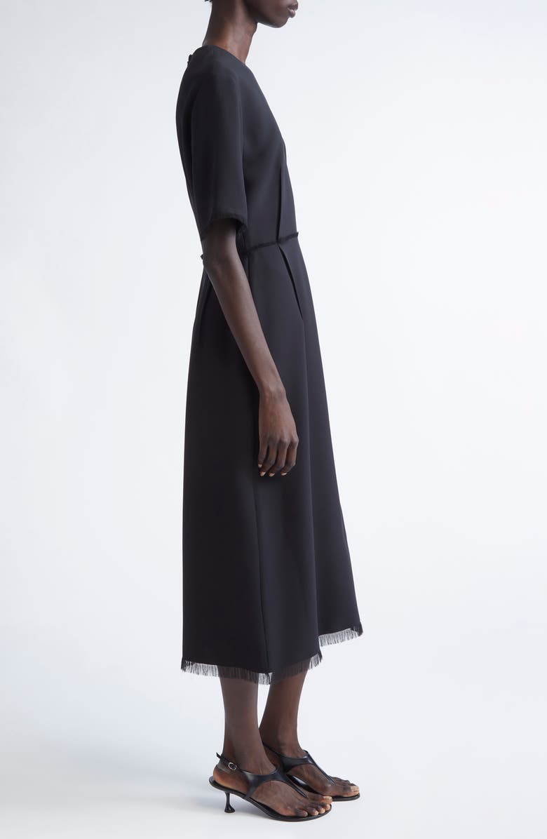 FFORME Brooke Fringe Trim Silk T-Shirt Dress, Alternate, color, Black