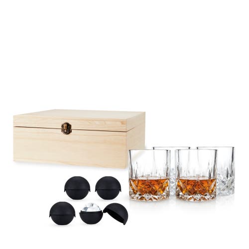 Viski Admiral 8-piece Crystal Tumbler & Ice Sphere Box Set In Clear