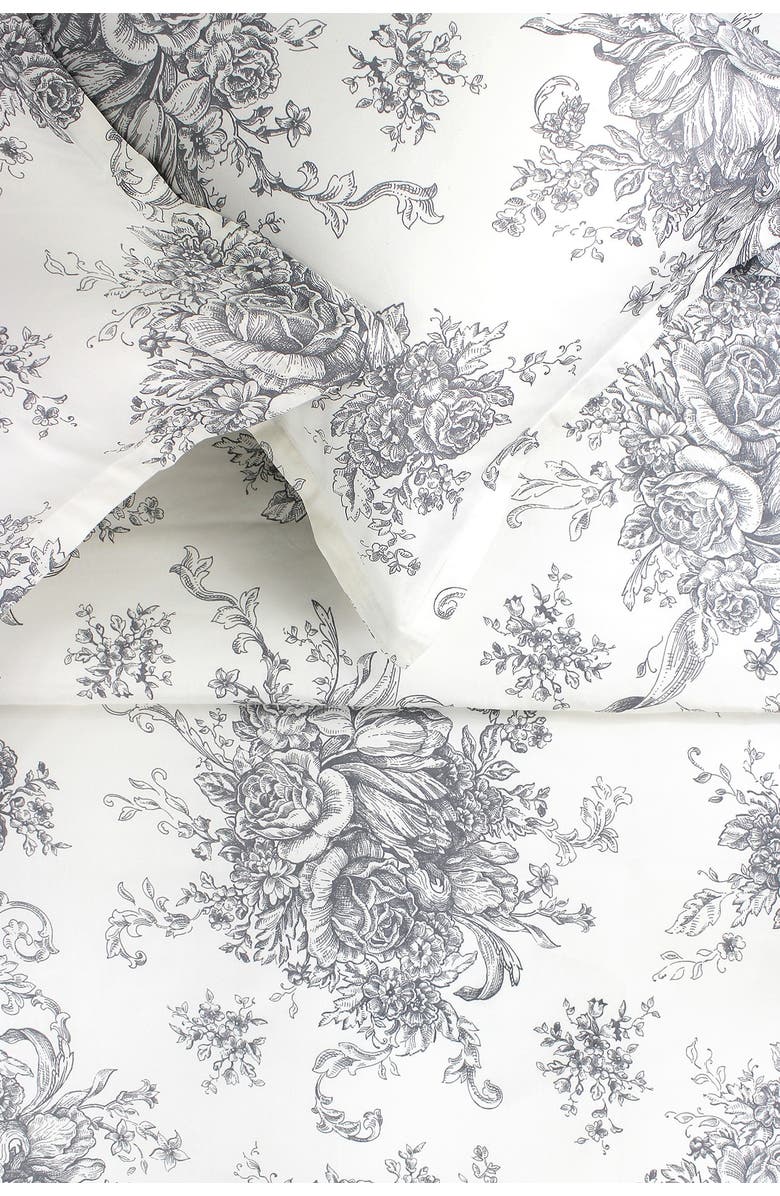 MELANGE HOME 400 Thread Count Cotton Toile Duvet Set, Alternate, color, Grey