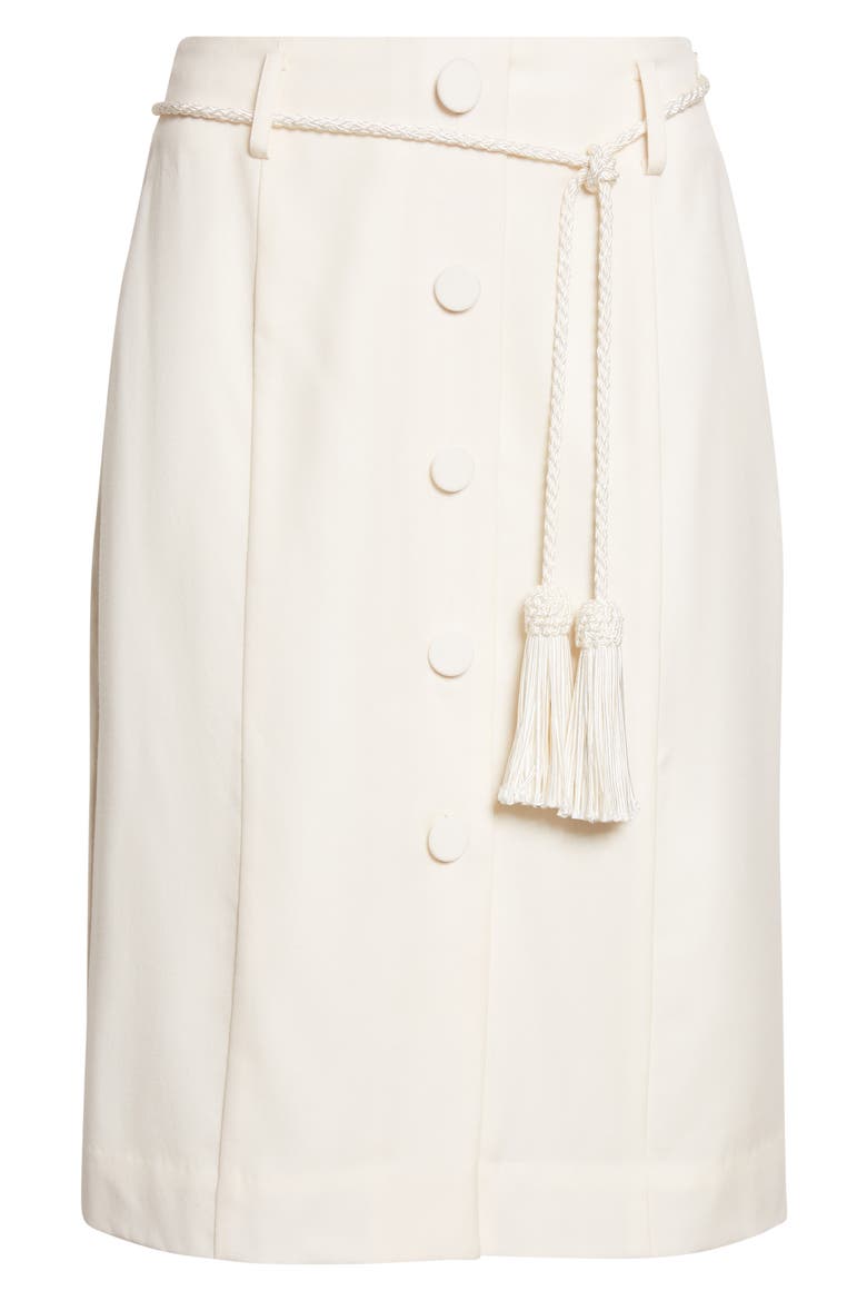 Elspeth Button Front Belted Wool Midi Skirt, Alternate, color, CREAM