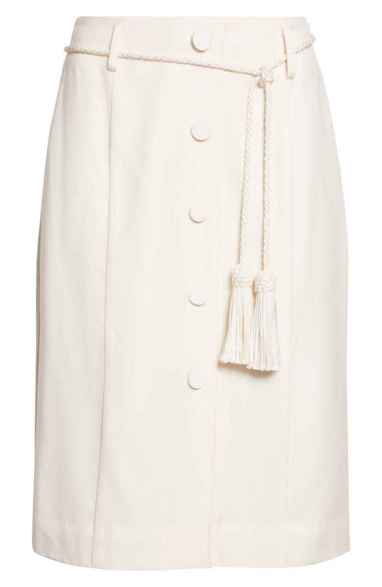 POSSE Elspeth Button Front Belted Wool Midi Skirt, Alternate, color, Cream