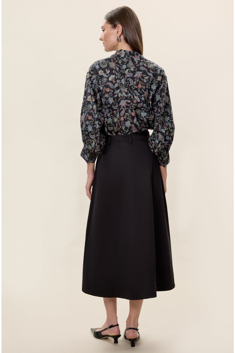 Aurelia Stretch Linen Top, Alternate, color, Navy Multi