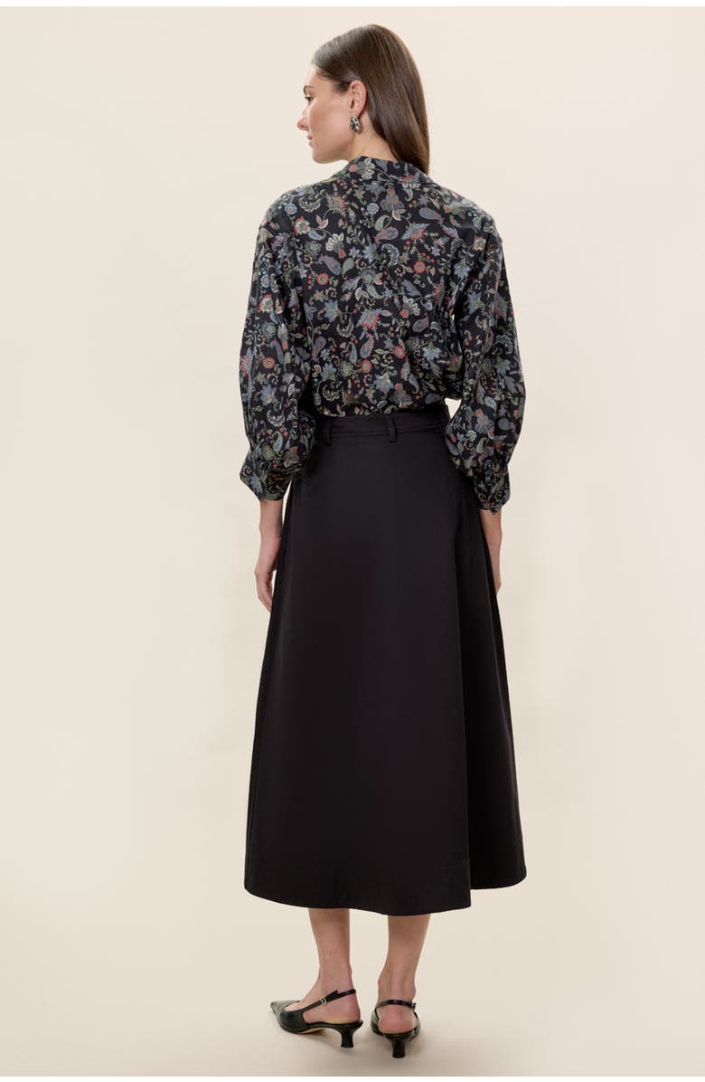 Rebecca Taylor Aurelia Stretch Linen Top, Alternate, color, Navy Multi