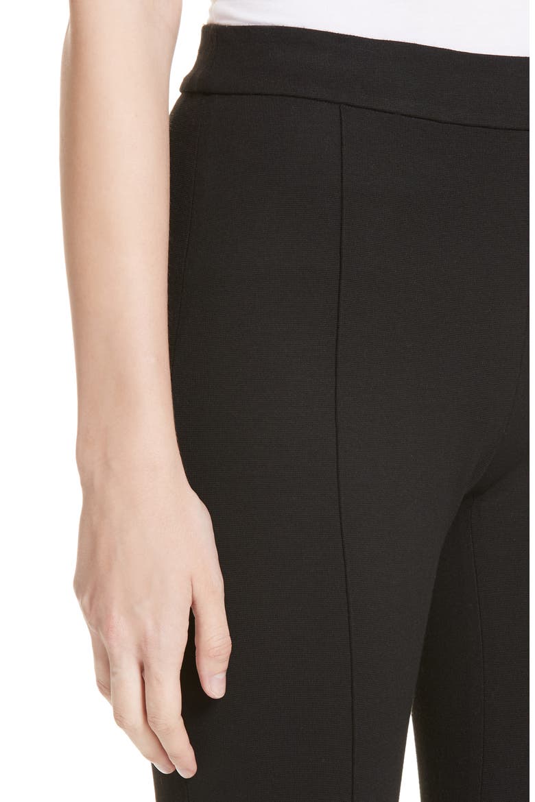 Pintucked Pull-On Skinny Jersey Pants, Alternate, color, BLACK