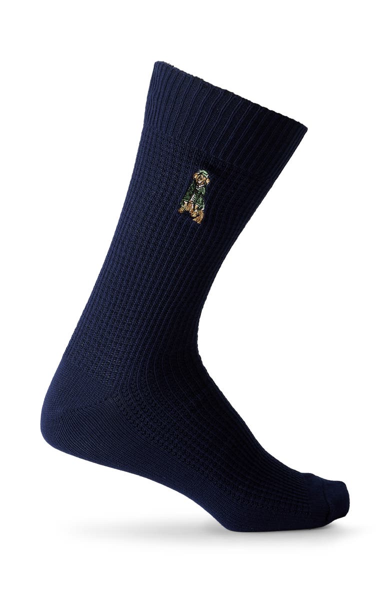 Polo Ralph Lauren Big & Tall Waffle-Knit Dog Crew Socks, Alternate, color, Navy