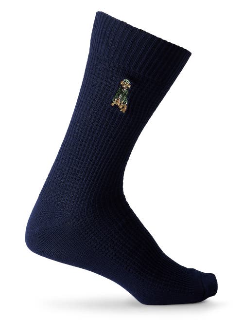 Polo Ralph Lauren Big & Tall Waffle-knit Dog Crew Socks In Navy