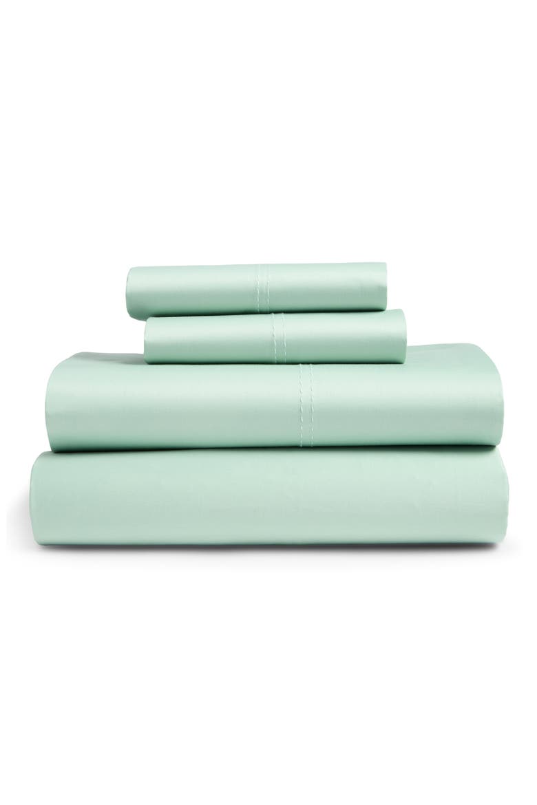 400 Thread Count Organic Cotton Sateen Sheet Set, Main, color, GREEN FONDANT