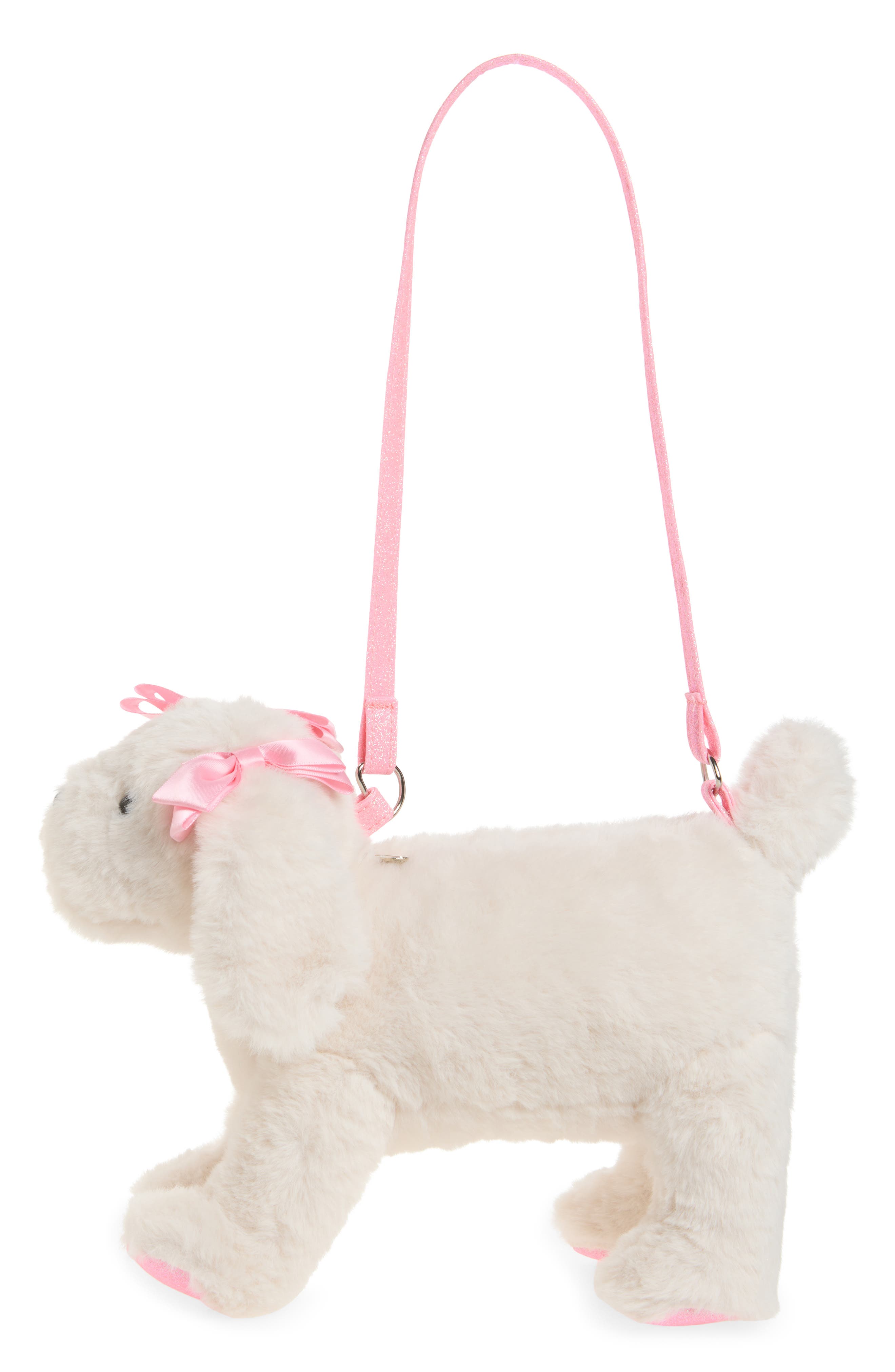 Kids' Puppy Faux Fur Plush Crossbody Bag, Alternate, color, NATURAL COMBO