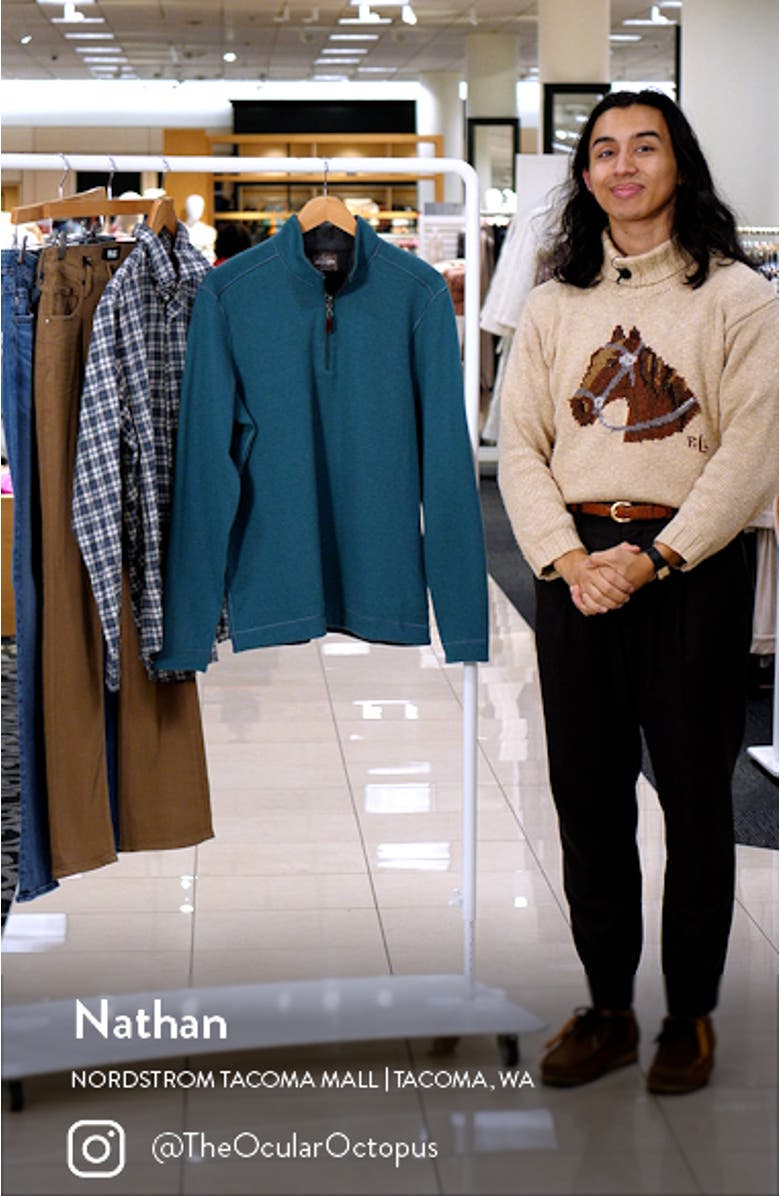 Reversible Cotton Blend Quarter Zip Pullover, sales video thumbnail