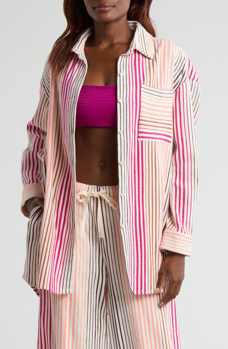 lemlem Mariam Button-Up Shirt, Main, color, Enjori Plum