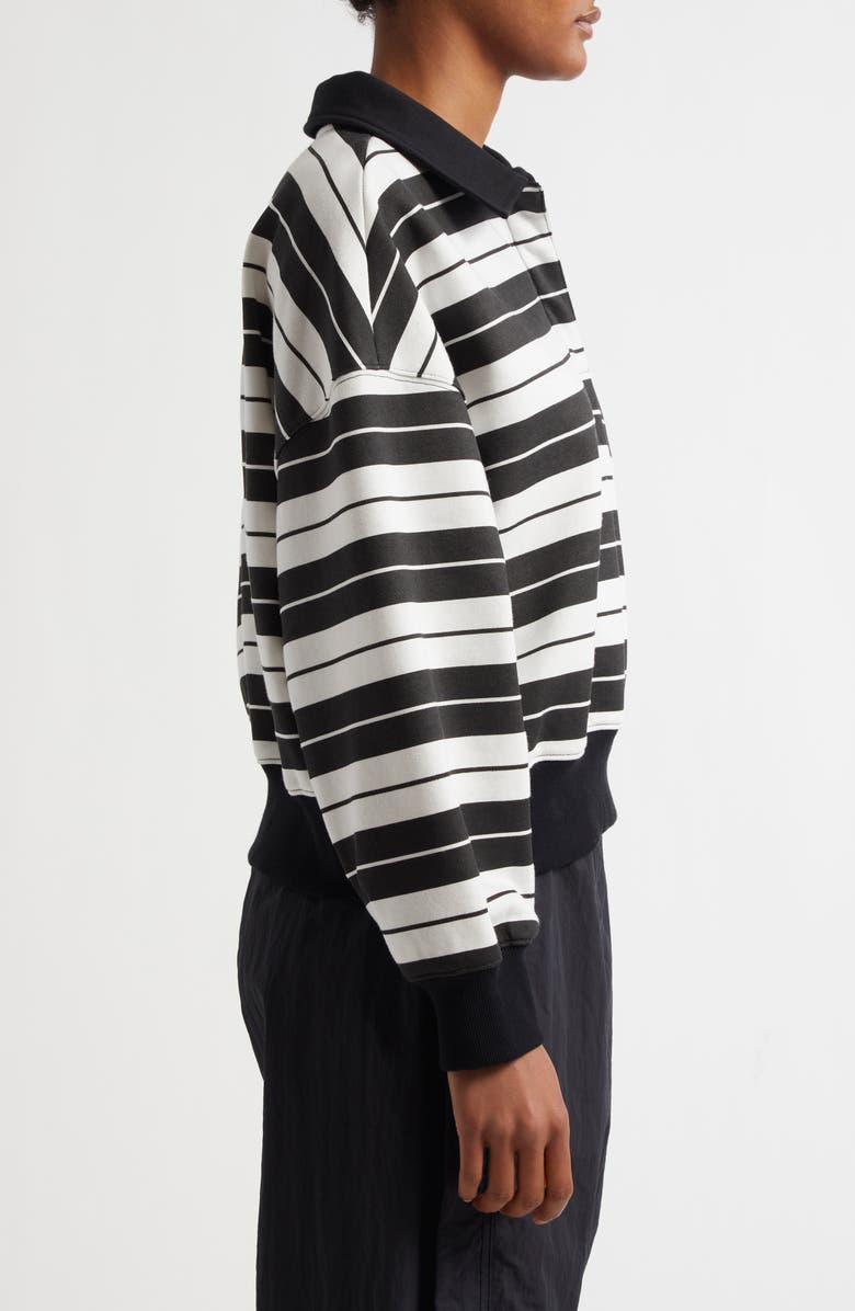 Bella Doña Stripe Long Sleeve Rugby Polo, Alternate, color, Black And White Stripes