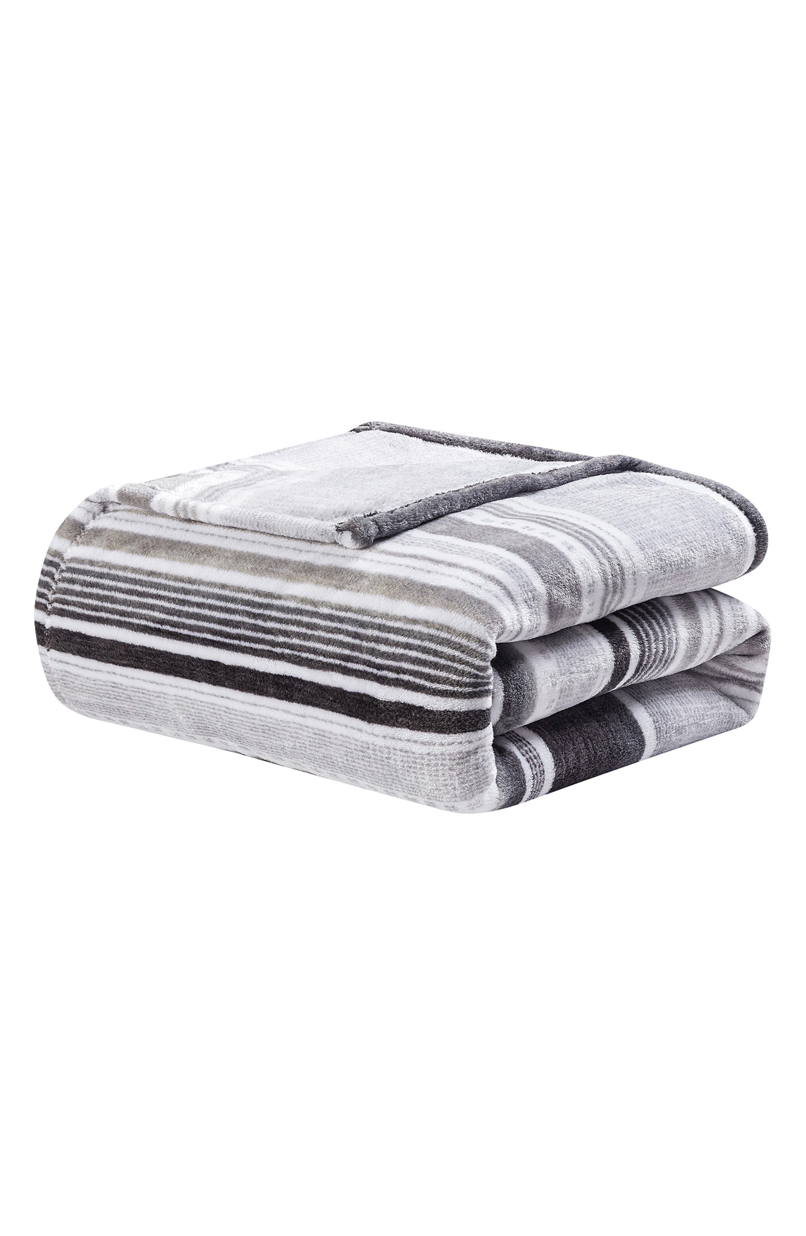 Luxury Home Stripe Fleece Throw Blanket