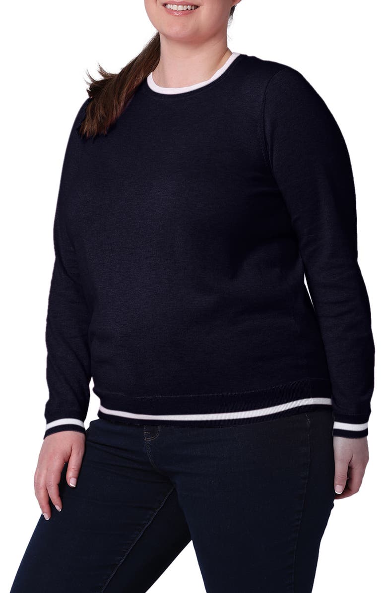 MINNIE ROSE Cotton & Cashmere Sweater, Alternate, color, Navy/ White