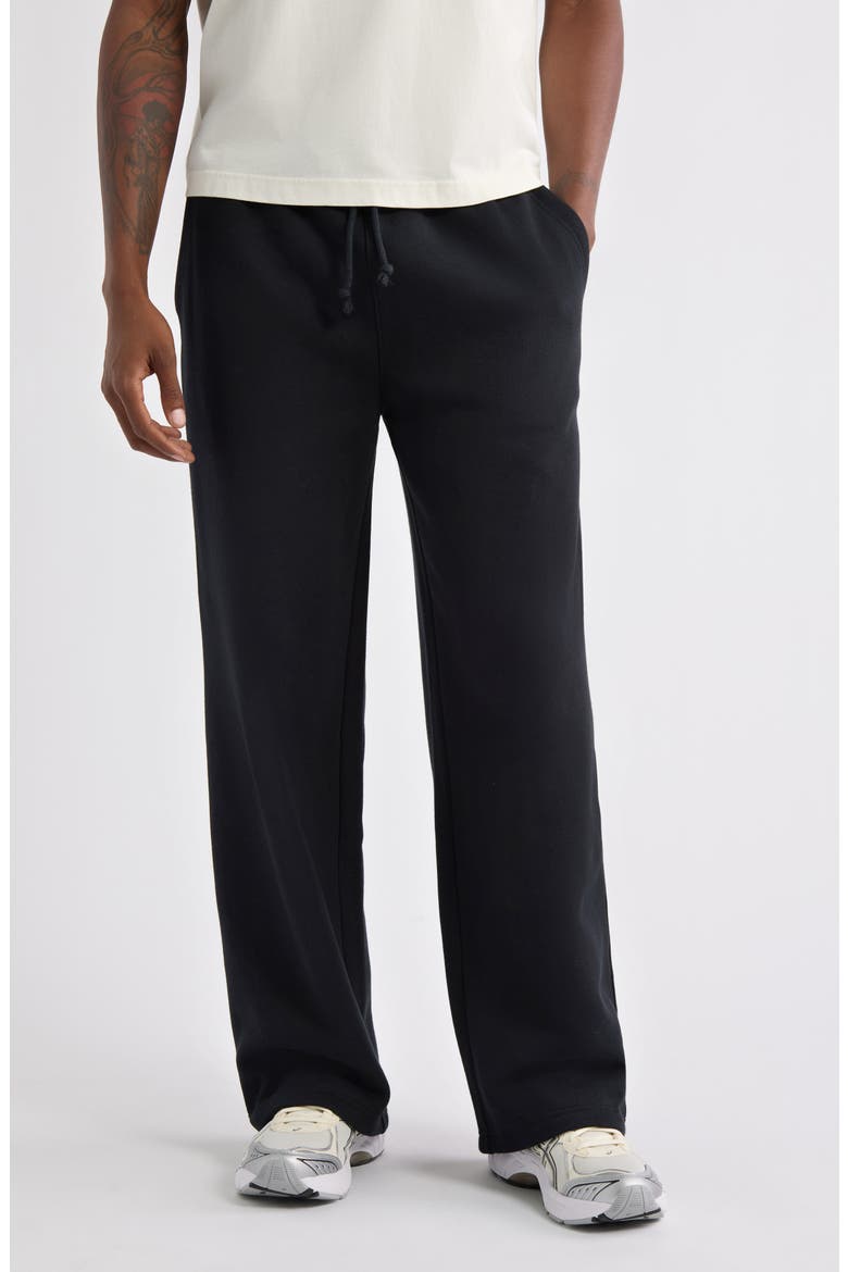 Straight Leg Fleece Sweatpants, Main, color, BLACK