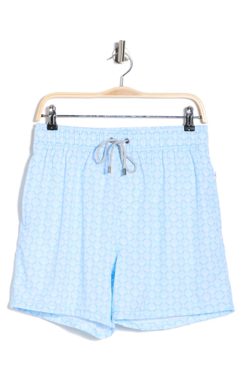 Vintage Summer Printed Volley Swim Shorts, Main, color, Blue