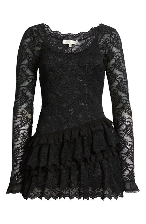 Loveshackfancy Rhea Lace Long Sleeve Minidress In Black