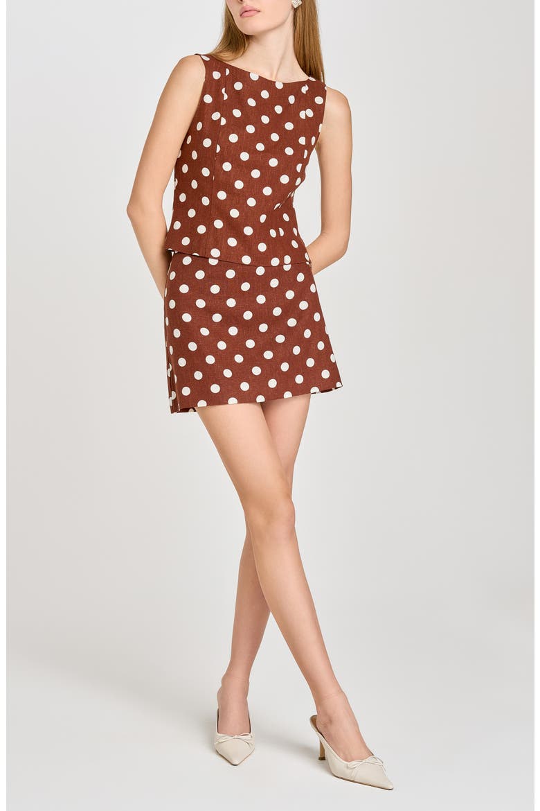 Elle Polka Dot Sleeveless Linen Blend Shell, Alternate, color, REDWOOD POLKA DOT
