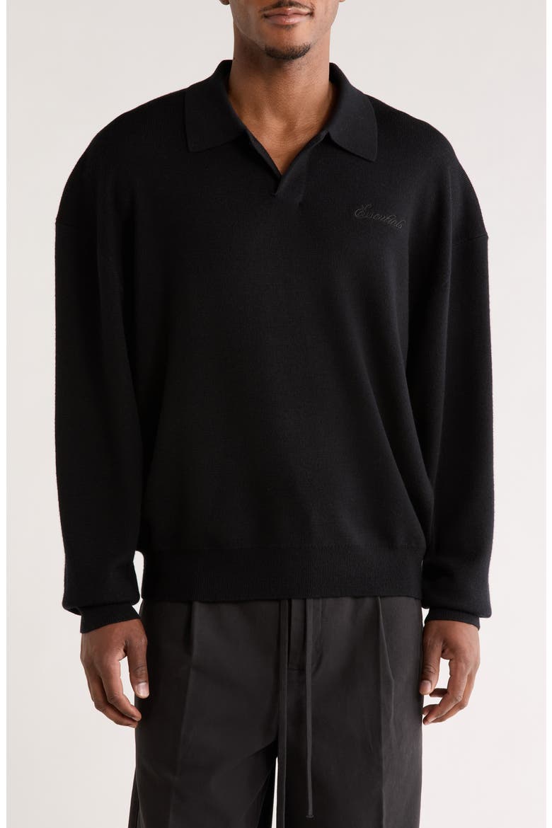 Signature '90s Merino Wool Polo Sweater, Main, color, VINTAGE BLACK