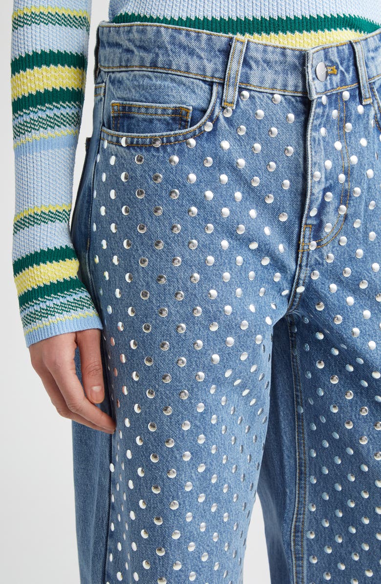 MONSE Studded Wide Leg Jeans, Alternate, color, Indigo