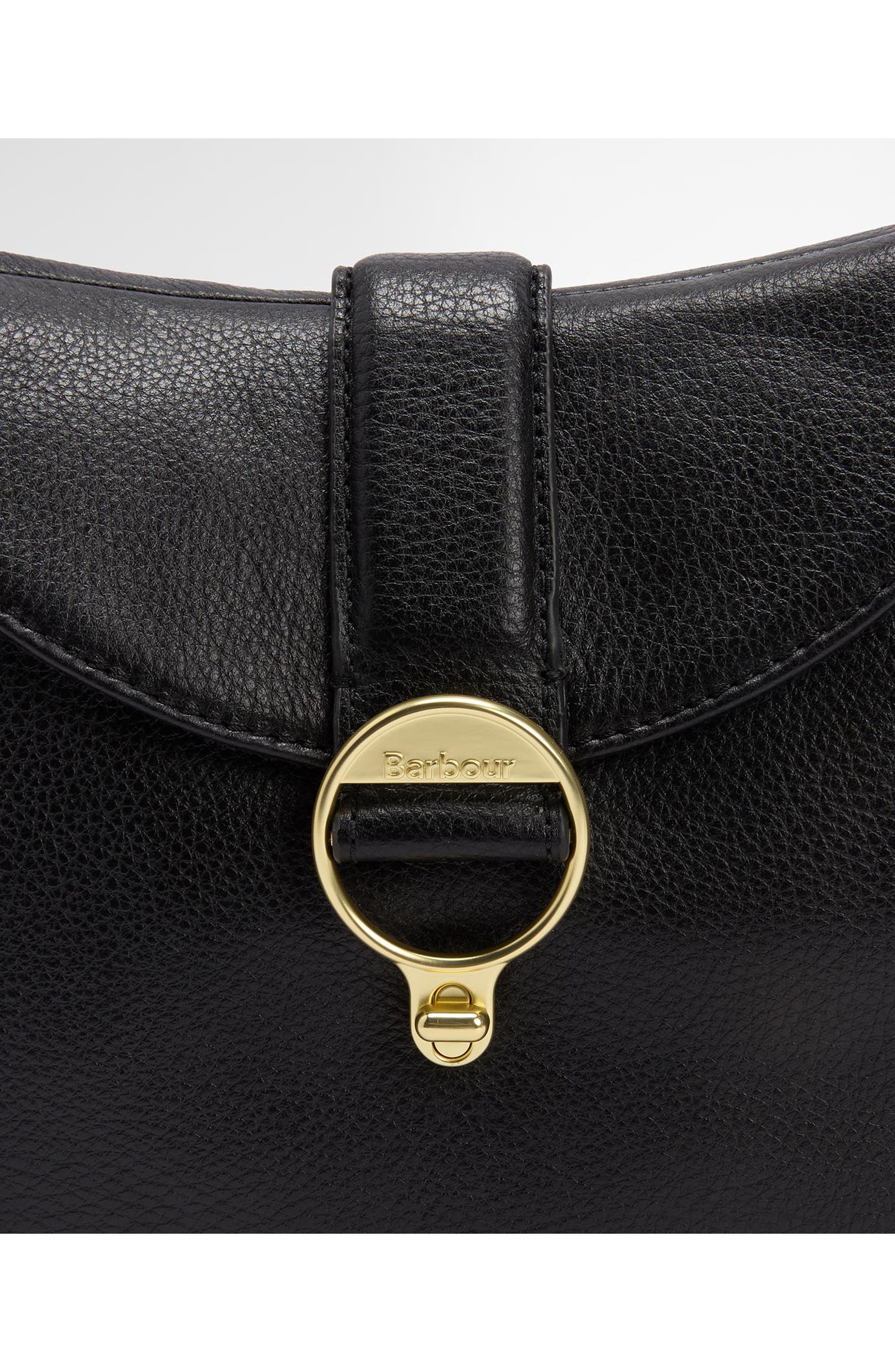 Barbour Alder Leather Sling Bag, Alternate, color, Black