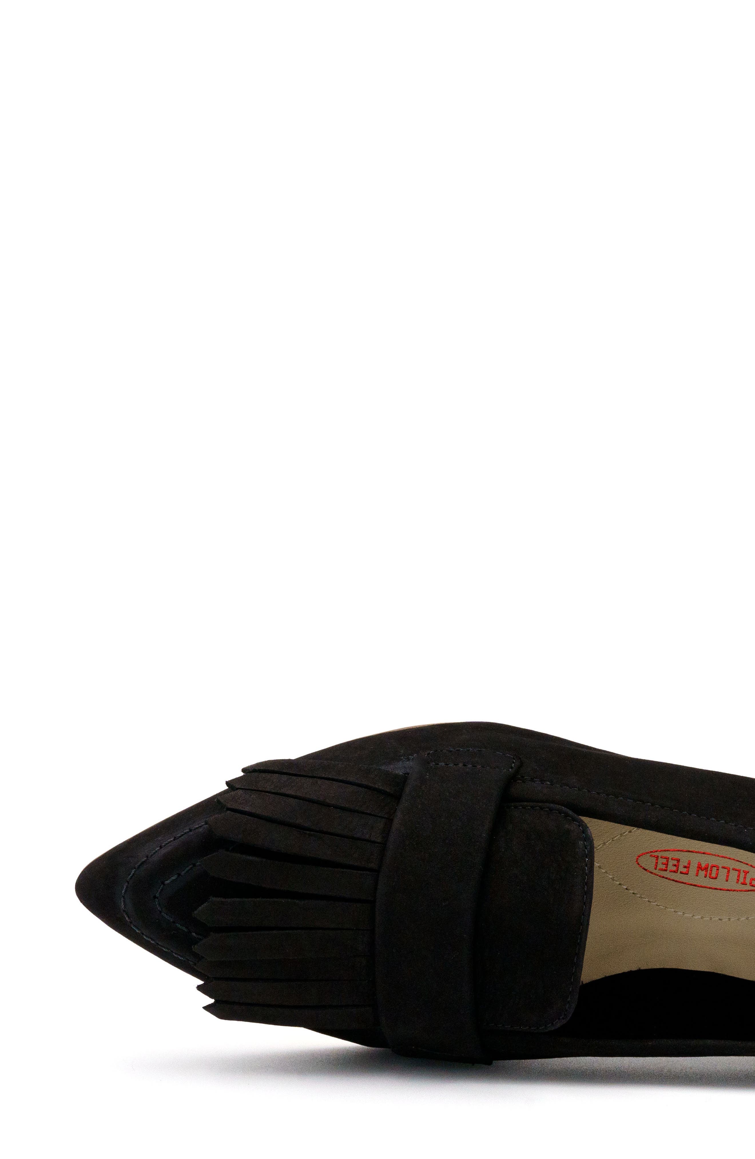 Amalfi by Rangoni Asti Pointed Toe Kiltie Loafer Pump, Alternate, color, Black Long Beach