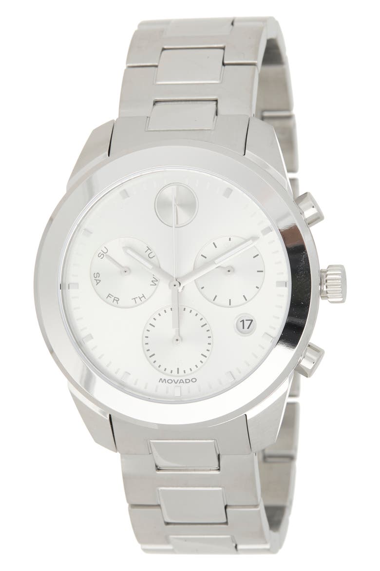 Bold Sport Chronograph Bracelet Watch, 44mm, Main, color, SILVER