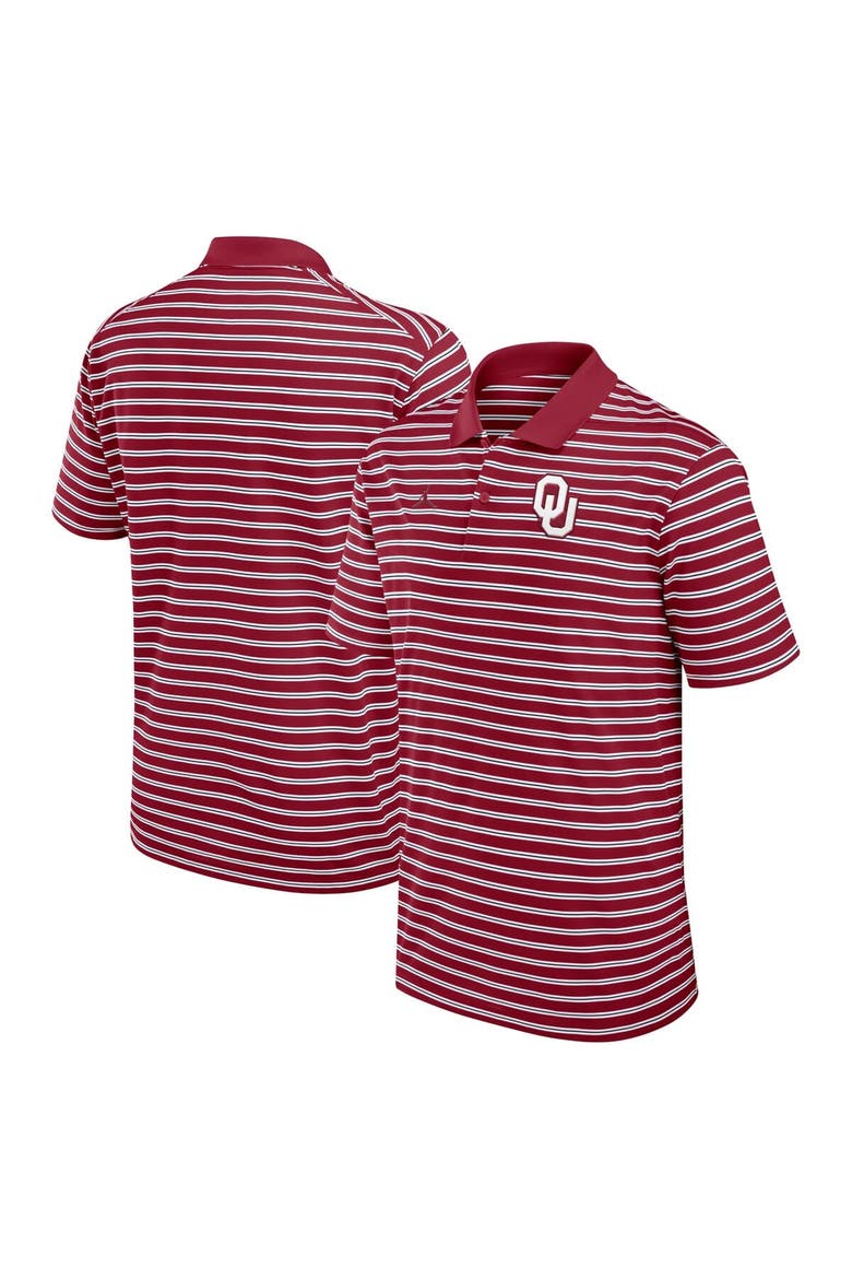 Men's Jordan Brand Crimson/White Oklahoma Sooners Primetime Victory Striped Performance Polo, Main, color, Crimson