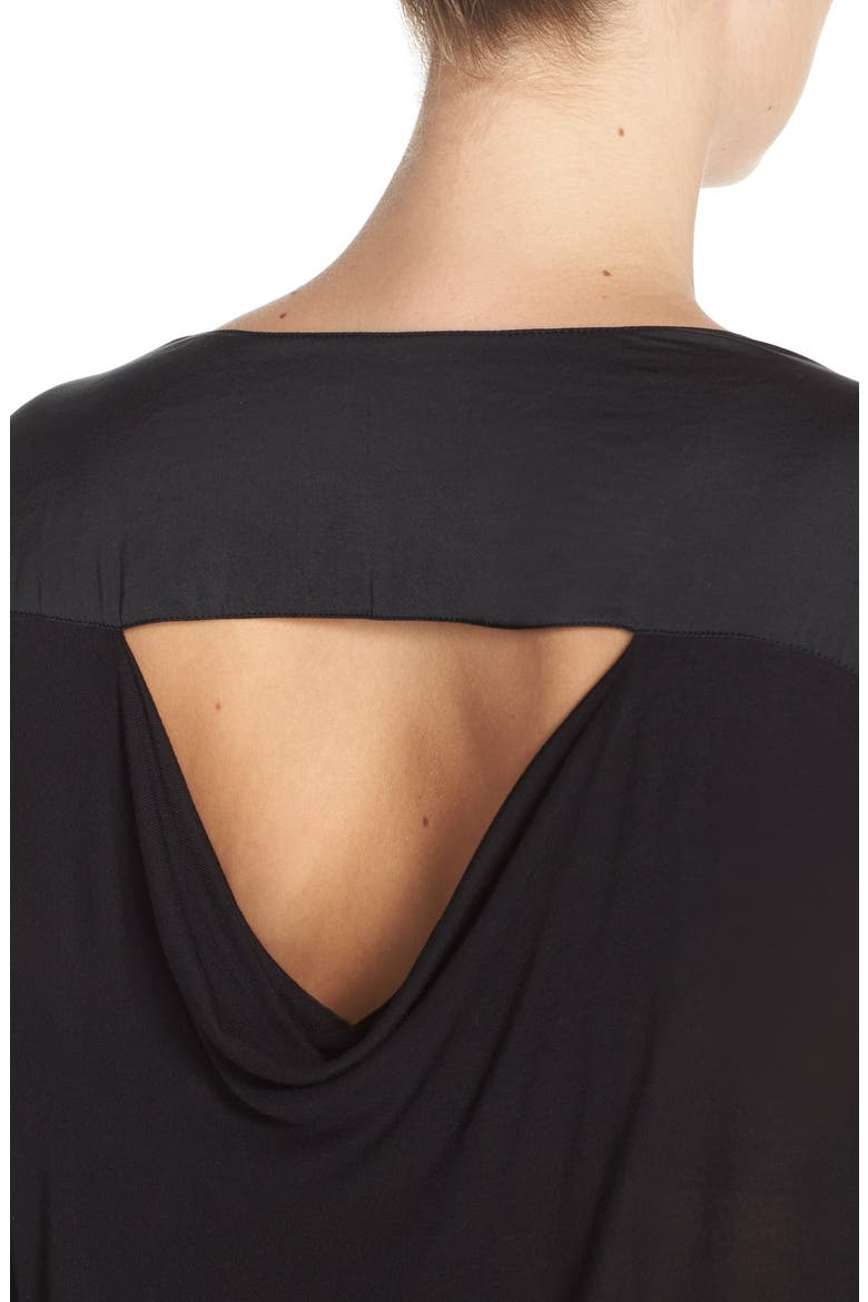 'Lorena' Back Drape Mixed Media Top, Alternate, color, BLACK
