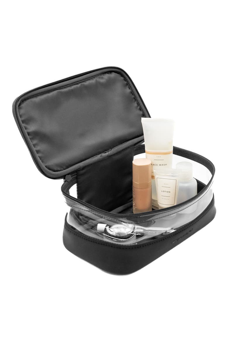 Medium Clear Train Zip Case, Alternate, color, BLACK