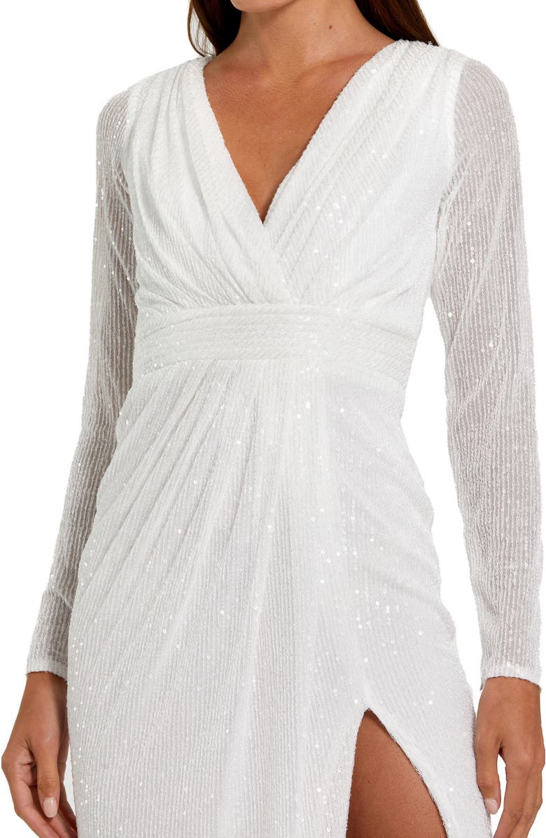 Mac Duggal Long Sleeve Sequined Midi Dress, Alternate, color,