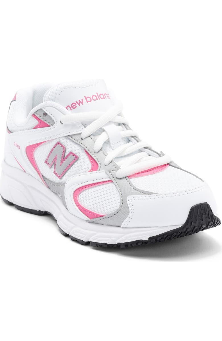 New Balance Kids' 408 Running Shoe, Main, color, White/ Pink Satin