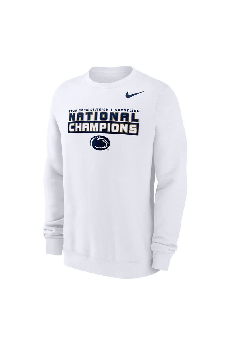 Nike Men's Nike White Penn State Nittany Lions 2025 NCAA Wrestling National Champions Club Fleece Pullover Sweatshirt, Alternate, color, White