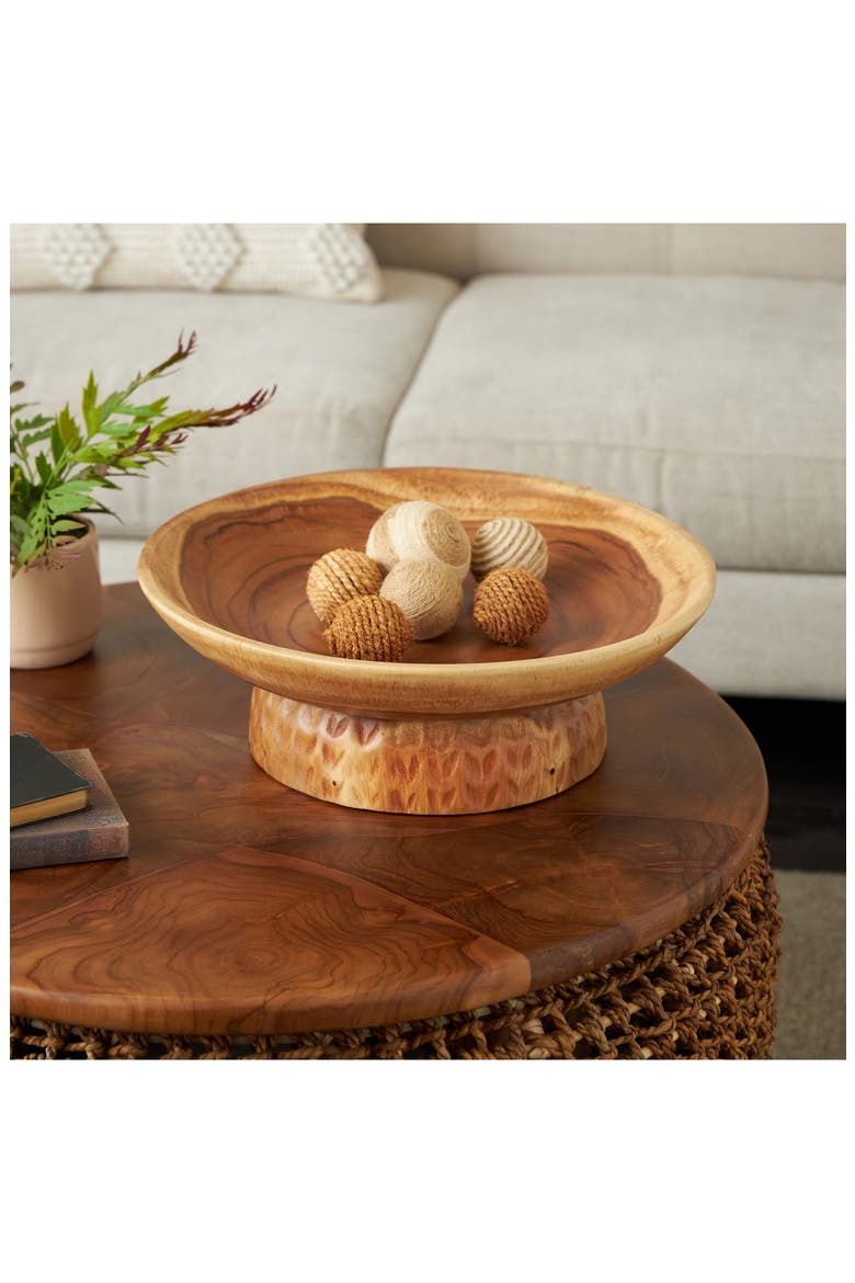 Engraved Wooden Decorative Bowl, Alternate, color, BROWN