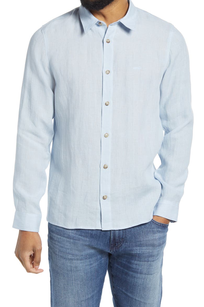 Vincent Slim Fit Linen Button-Up Shirt, Main, color, LIGHT BLUE