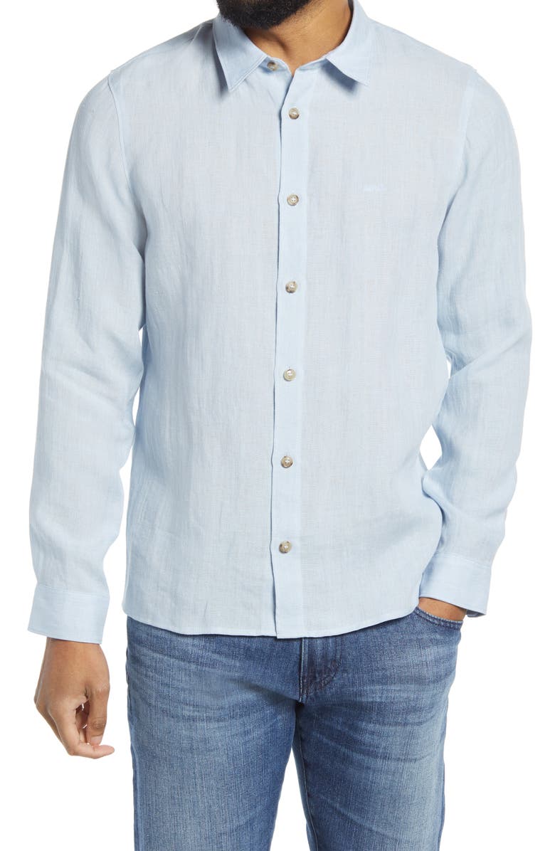 A.P.C. Vincent Slim Fit Linen Button-Up Shirt, Main, color, 