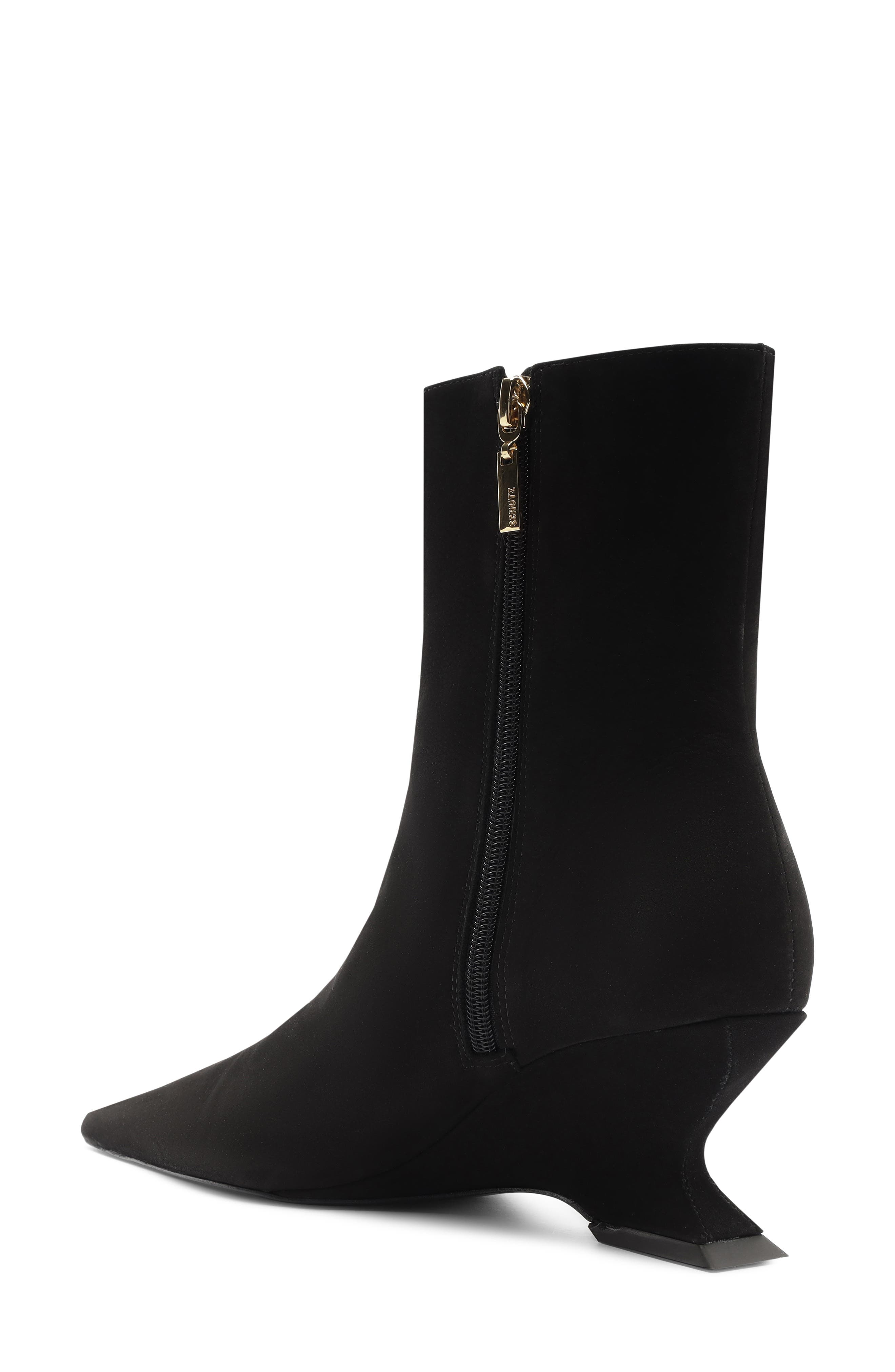 Siena Pointed Toe Wedge Bootie, Alternate, color, BLACK