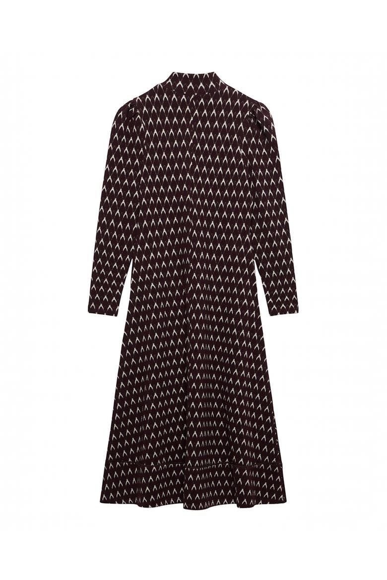 Patterened Jacquard Midi Dress, Alternate, color, Burgundy